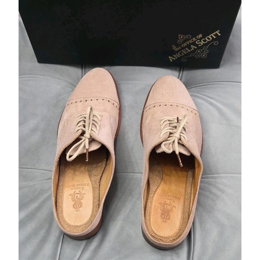 The Office Of Angela Scott Pink Suede Mules Oxfords SlipOn Womens Shoes 37 7 - Picture 7 of 16